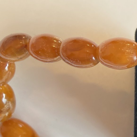 Swirled Amber Brown Vintage Lucite Bead Necklace - 28 inches - Picture 3 of 5